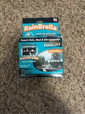 New in Box Rust-Oleum Wipe New RainBrella Glass Treatment Kit